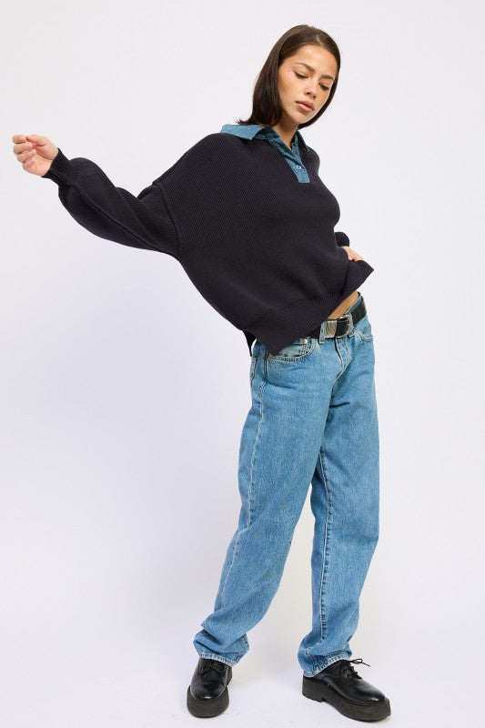 Oversize Sweater with Collar - Premium variable from Tooksie - Just $85.99! Shop now at Tooksie
