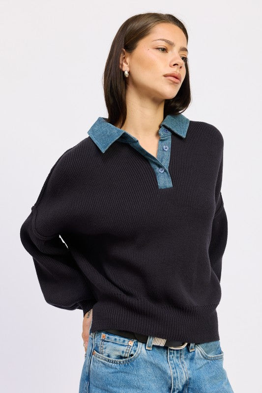 Oversize Sweater with Collar - Premium variable from Tooksie - Just $85.99! Shop now at Tooksie