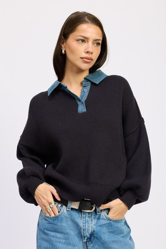 Oversize Sweater with Collar - Premium variable from Tooksie - Just $85.99! Shop now at Tooksie