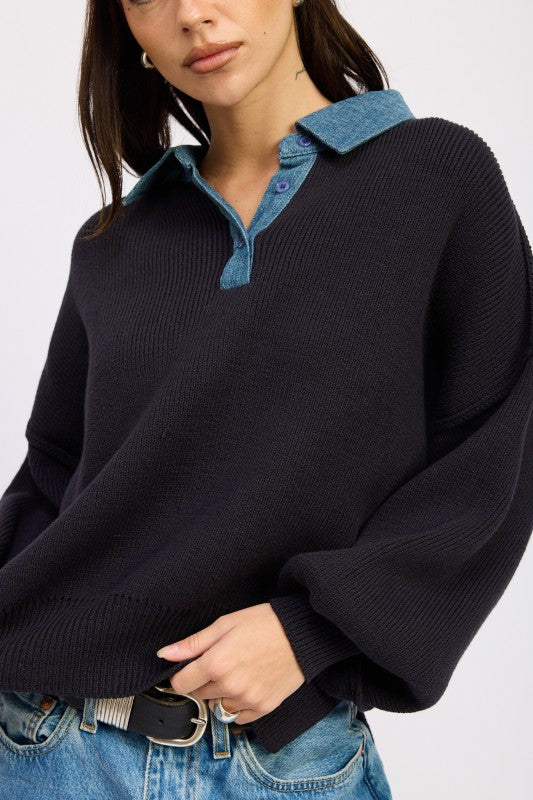 Oversize Sweater with Collar - Premium variable from Tooksie - Just $85.99! Shop now at Tooksie