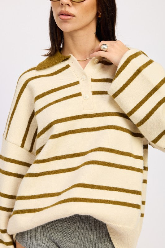 Oversized Stripe Collar Sweater - Premium variable from Tooksie - Just $49.99! Shop now at Tooksie