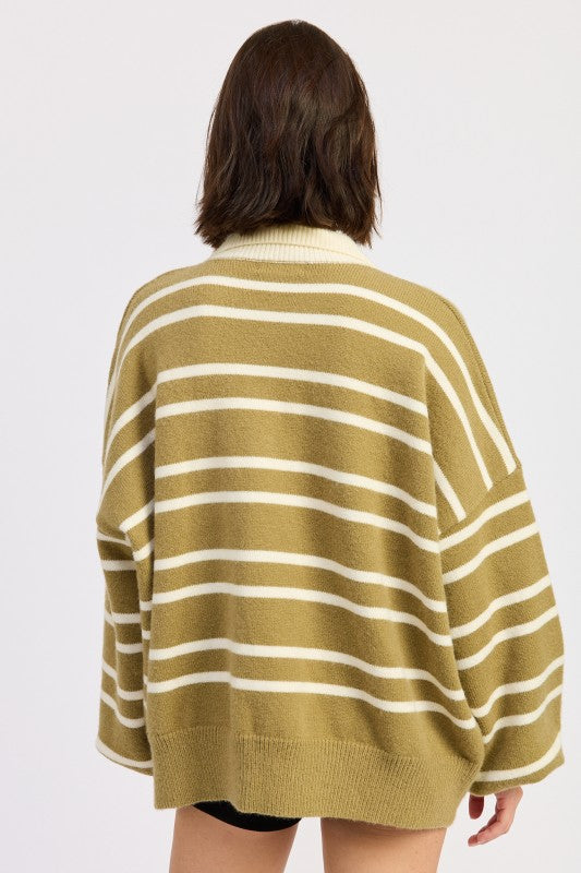 Oversized Stripe Collar Sweater - Premium variable from Tooksie - Just $49.99! Shop now at Tooksie