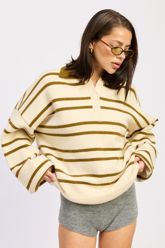 Oversized Stripe Collar Sweater - Premium variable from Tooksie - Just $49.99! Shop now at Tooksie