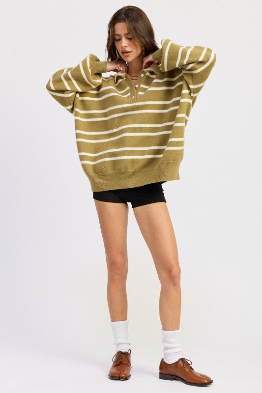 Oversized Stripe Collar Sweater - Premium variable from Tooksie - Just $49.99! Shop now at Tooksie