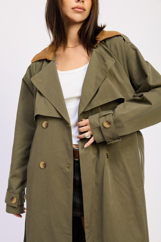 Double Breasted Trench Coat - Premium variable from Tooksie - Just $120.99! Shop now at Tooksie
