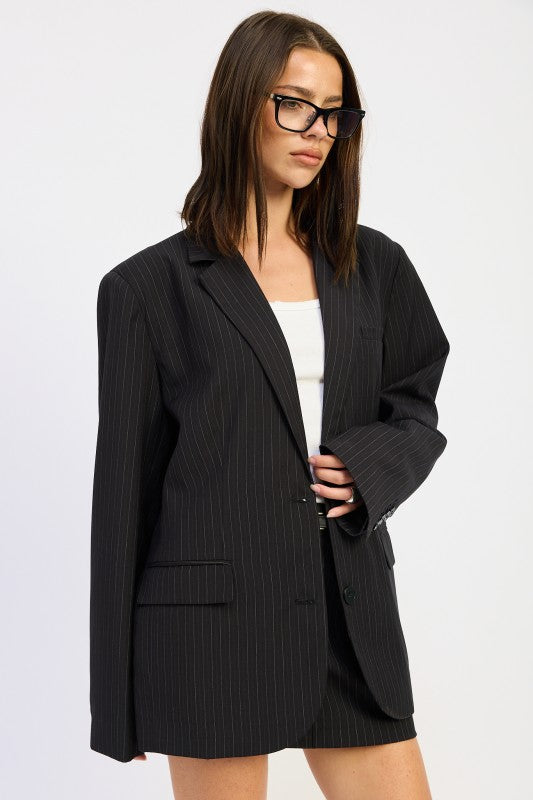 Pin Stripe Oversized Blazer - Premium variable from Tooksie - Just $98.99! Shop now at Tooksie