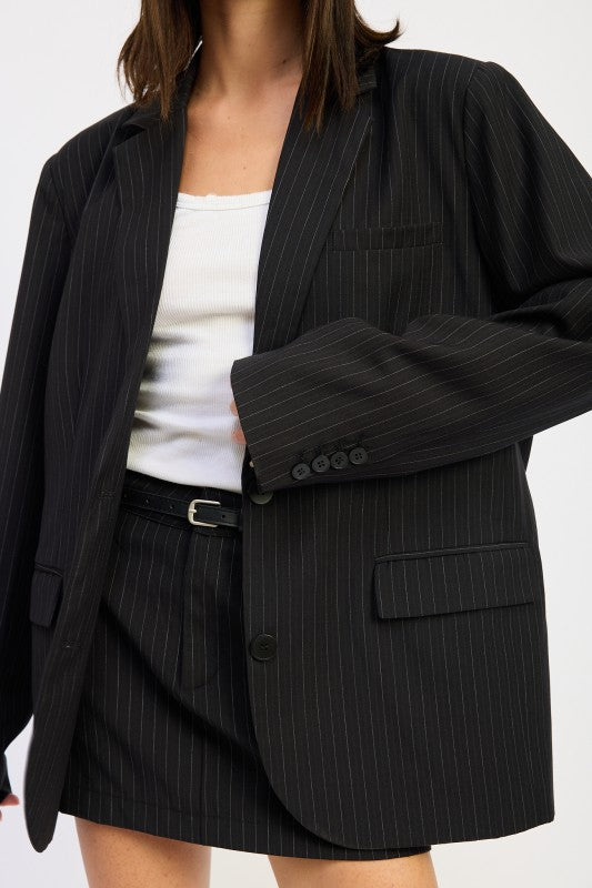 Pin Stripe Oversized Blazer - Premium variable from Tooksie - Just $98.99! Shop now at Tooksie