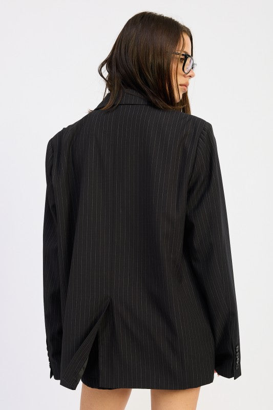 Pin Stripe Oversized Blazer - Premium variable from Tooksie - Just $98.99! Shop now at Tooksie