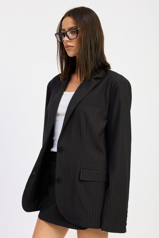Pin Stripe Oversized Blazer - Premium variable from Tooksie - Just $98.99! Shop now at Tooksie