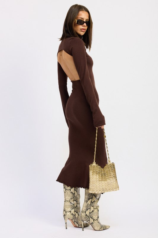 Turtle Neck Midi Dress With Back Cutout - Premium variable from Tooksie - Just $65.99! Shop now at Tooksie