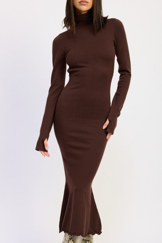 Turtle Neck Midi Dress With Back Cutout - Premium variable from Tooksie - Just $65.99! Shop now at Tooksie