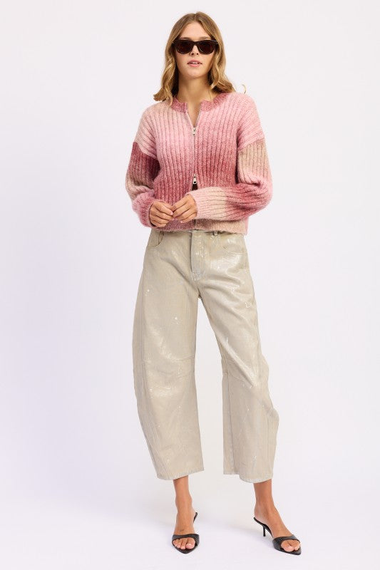 Rosé Gradient Double Zip Cardigan - Premium variable from Tooksie - Just $75.99! Shop now at Tooksie