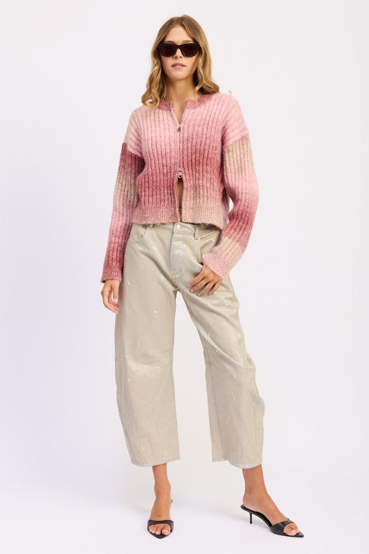 Rosé Gradient Double Zip Cardigan - Premium variable from Tooksie - Just $75.99! Shop now at Tooksie