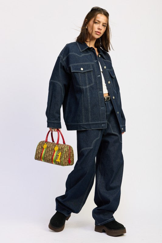 Oversized Button Up Denim Jacket - Premium variable from Tooksie - Just $83.99! Shop now at Tooksie