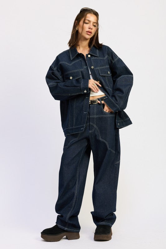 Oversized Button Up Denim Jacket - Premium variable from Tooksie - Just $83.99! Shop now at Tooksie