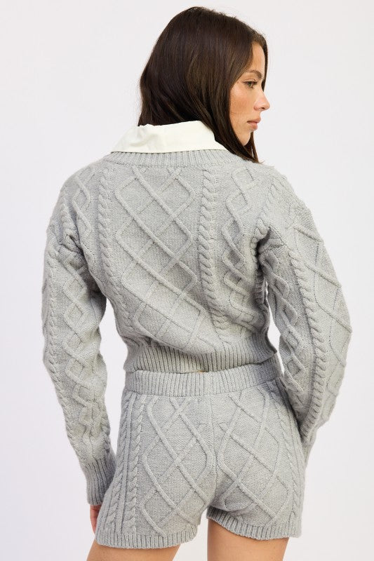Grey Cable Knit Cropped Sweater - Premium variable from Tooksie - Just $70.99! Shop now at Tooksie