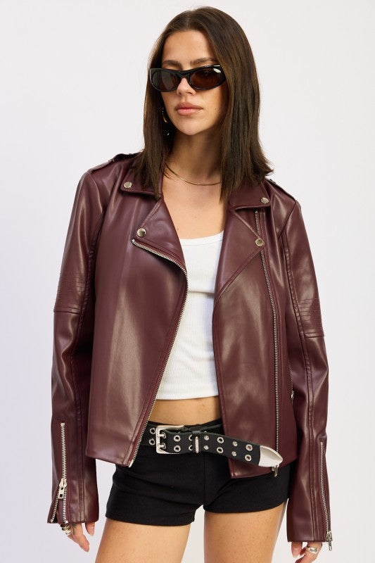 Faux Leather Biker Jacket - Premium variable from Tooksie - Just $106.99! Shop now at Tooksie