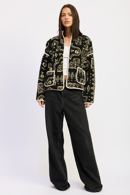 Sahara Patterned Sherpa Jacket - Premium variable from Tooksie - Just $88.99! Shop now at Tooksie