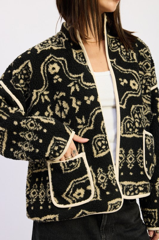Sahara Patterned Sherpa Jacket - Premium variable from Tooksie - Just $88.99! Shop now at Tooksie