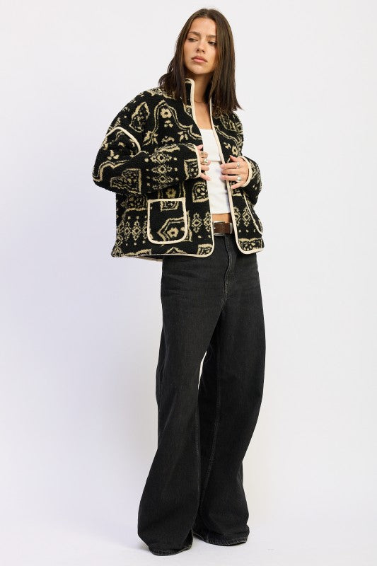 Sahara Patterned Sherpa Jacket - Premium variable from Tooksie - Just $88.99! Shop now at Tooksie