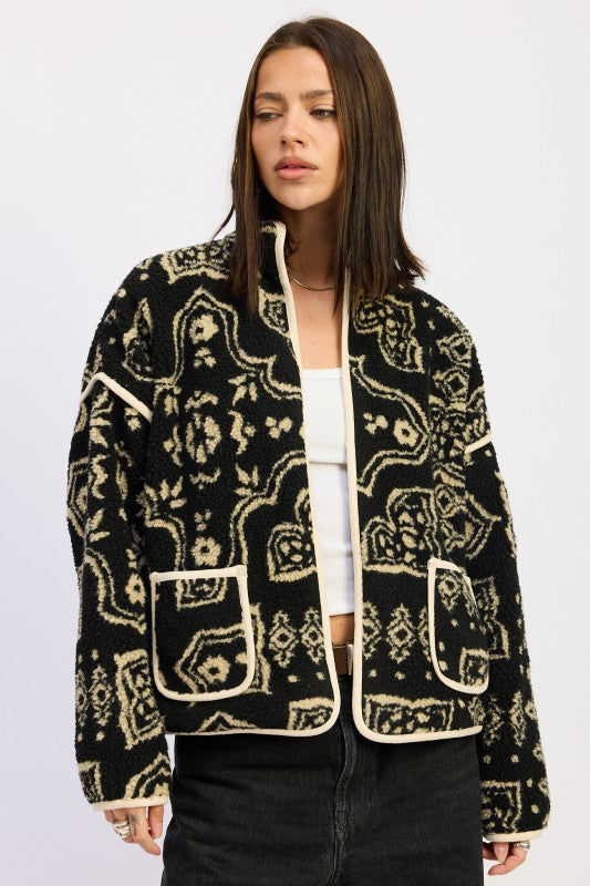 Sahara Patterned Sherpa Jacket - Premium variable from Tooksie - Just $88.99! Shop now at Tooksie