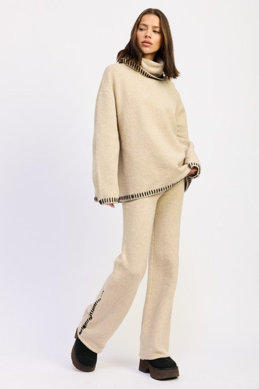 Oversized Turtle Neck Sweater With Stitching - Premium variable from Tooksie - Just $57.99! Shop now at Tooksie