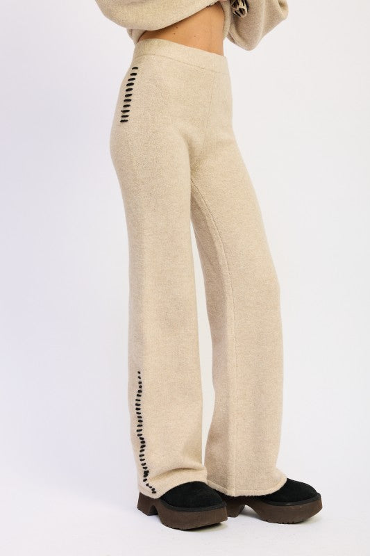 Wide Leg Trousers With Blanket Stitching - Premium variable from Tooksie - Just $49.99! Shop now at Tooksie