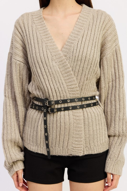 Wrap Cardigan With Belt - Premium variable from Tooksie - Just $66.99! Shop now at Tooksie