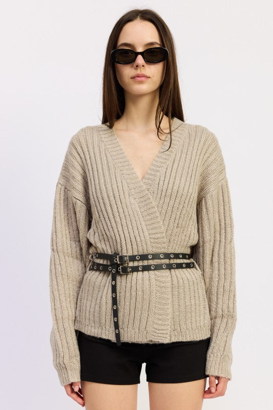 Wrap Cardigan With Belt - Premium variable from Tooksie - Just $66.99! Shop now at Tooksie