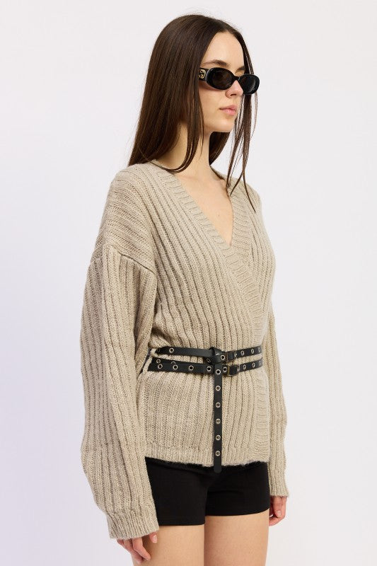 Wrap Cardigan With Belt - Premium variable from Tooksie - Just $66.99! Shop now at Tooksie