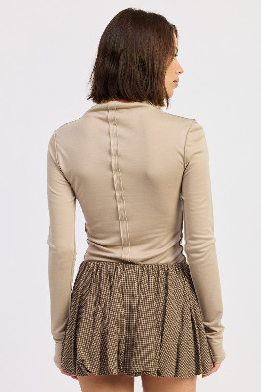 Mock Neck Long Sleeve Jersey Top - Premium variable from Tooksie - Just $45.99! Shop now at Tooksie