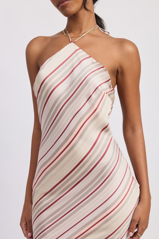 Halter Midi Satin Dress - Premium variable from Tooksie - Just $70.99! Shop now at Tooksie