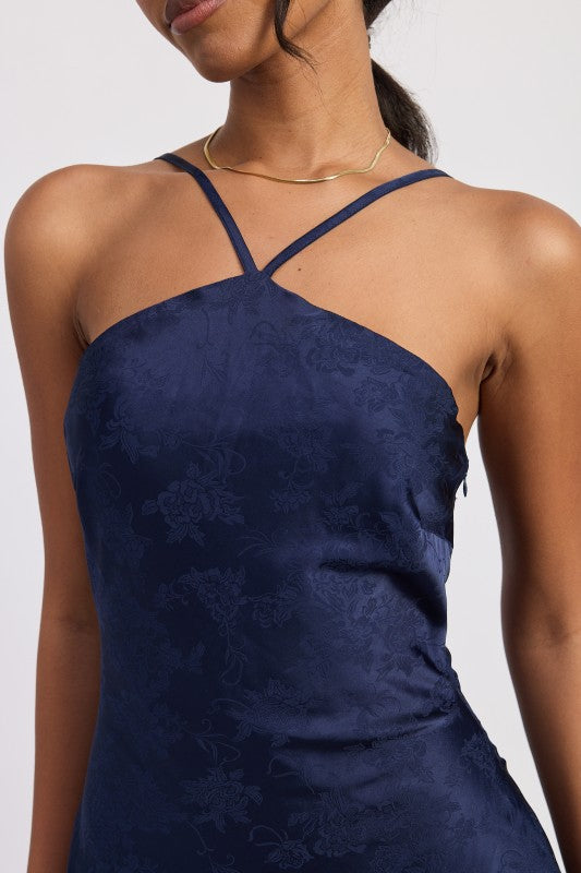 Satin Halter Midi Dress With Open Back - Premium variable from Tooksie - Just $72.99! Shop now at Tooksie