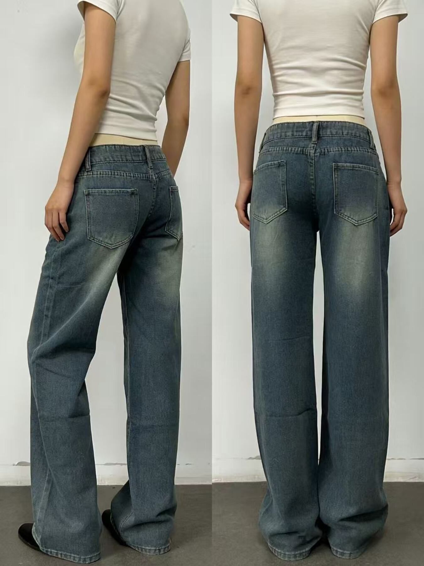 Vintage Wash Wide Leg Jeans - Premium variable from Tooksie - Just $40.99! Shop now at Tooksie