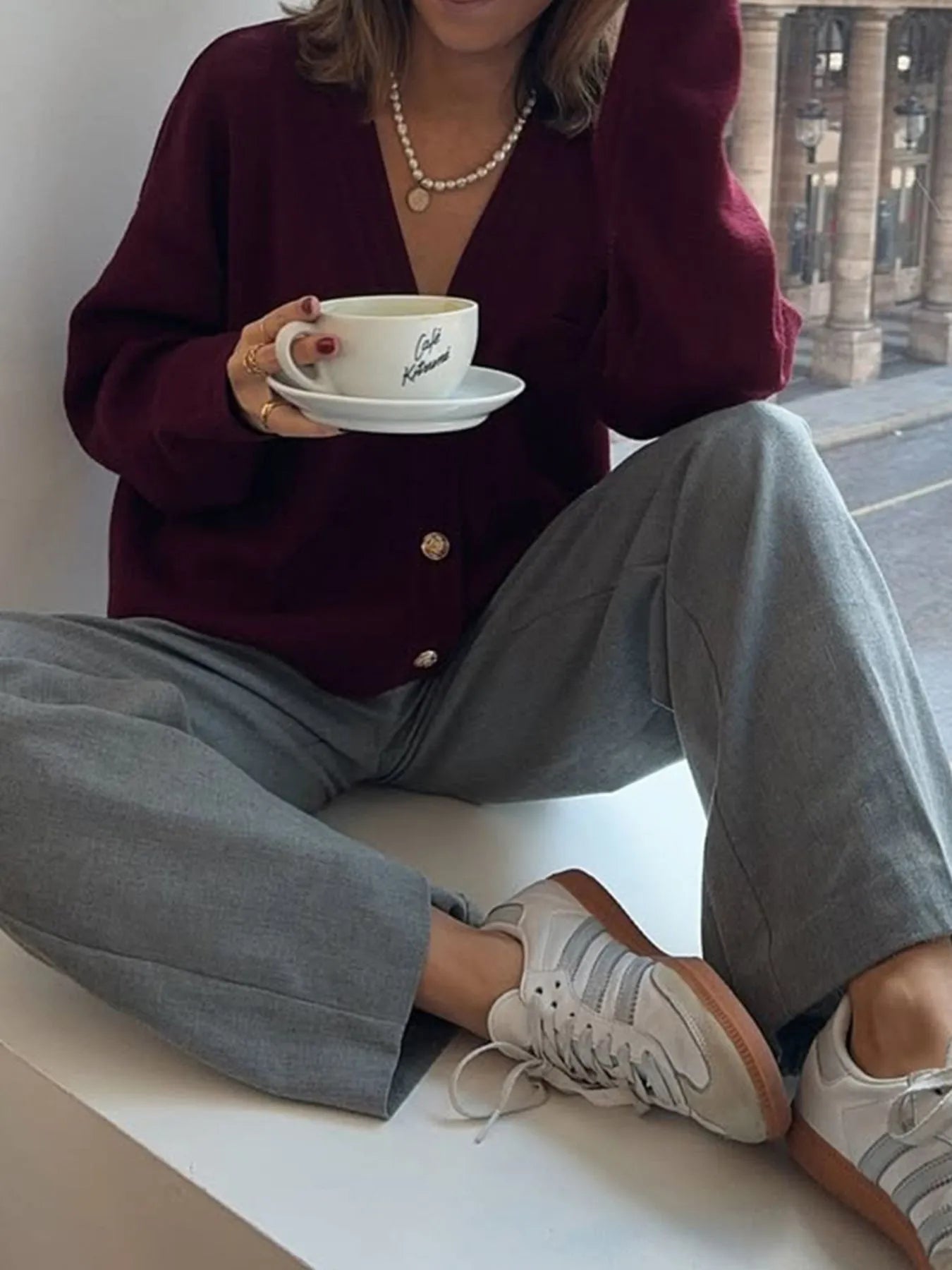 Button-Front Long Sleeve Cardigan - Premium variable from Tooksie - Just $59.99! Shop now at Tooksie