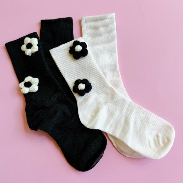 Puffy Daisy Embellished Socks - Premium simple from Tooksie - Just $16.99! Shop now at Tooksie