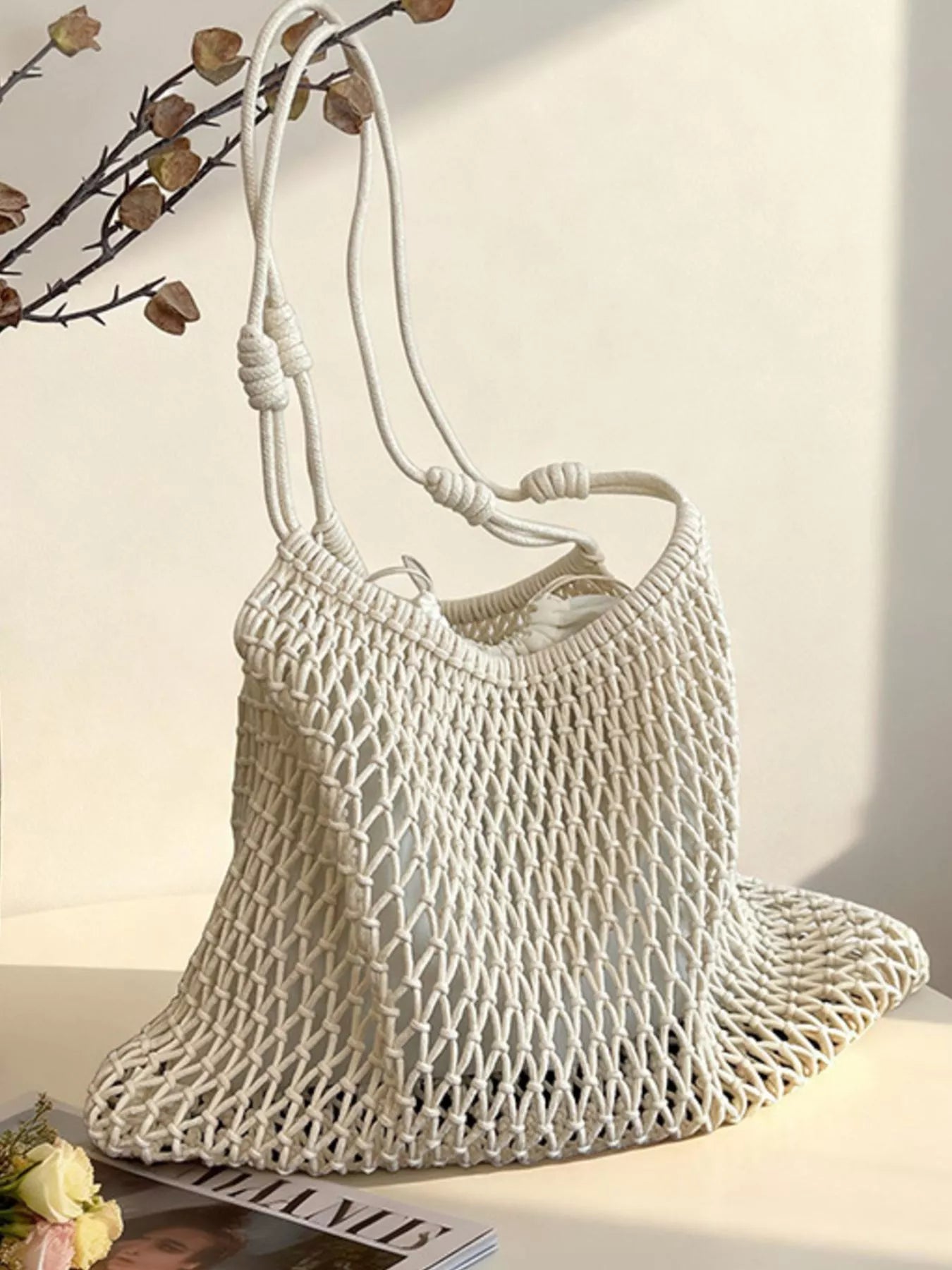 Woven Net Shoulder Bag - Premium simple from Tooksie - Just $43.99! Shop now at Tooksie