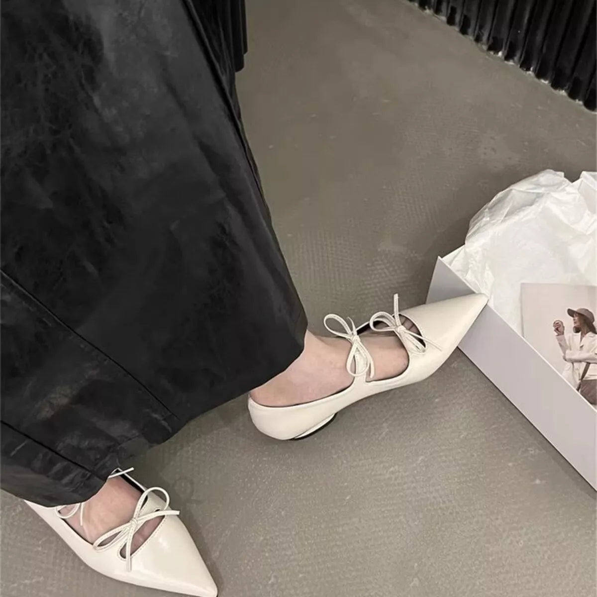 Bow Pointed Toe Flats - Premium variable from Tooksie - Just $62.99! Shop now at Tooksie