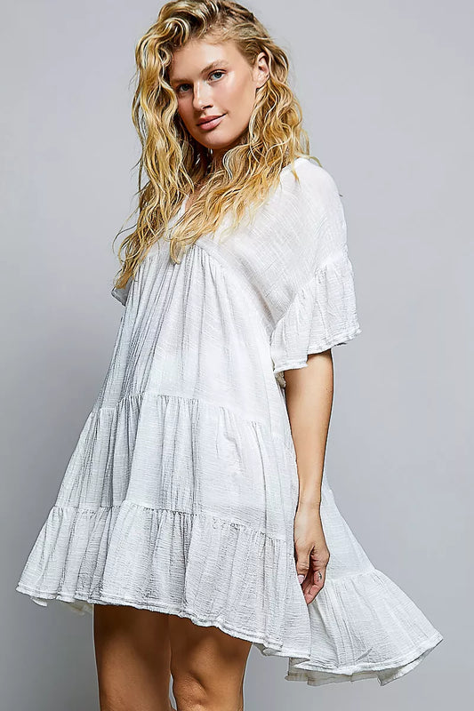 V-Neck Short Sleeve Dress - Premium variable from Tooksie - Just $50.99! Shop now at Tooksie