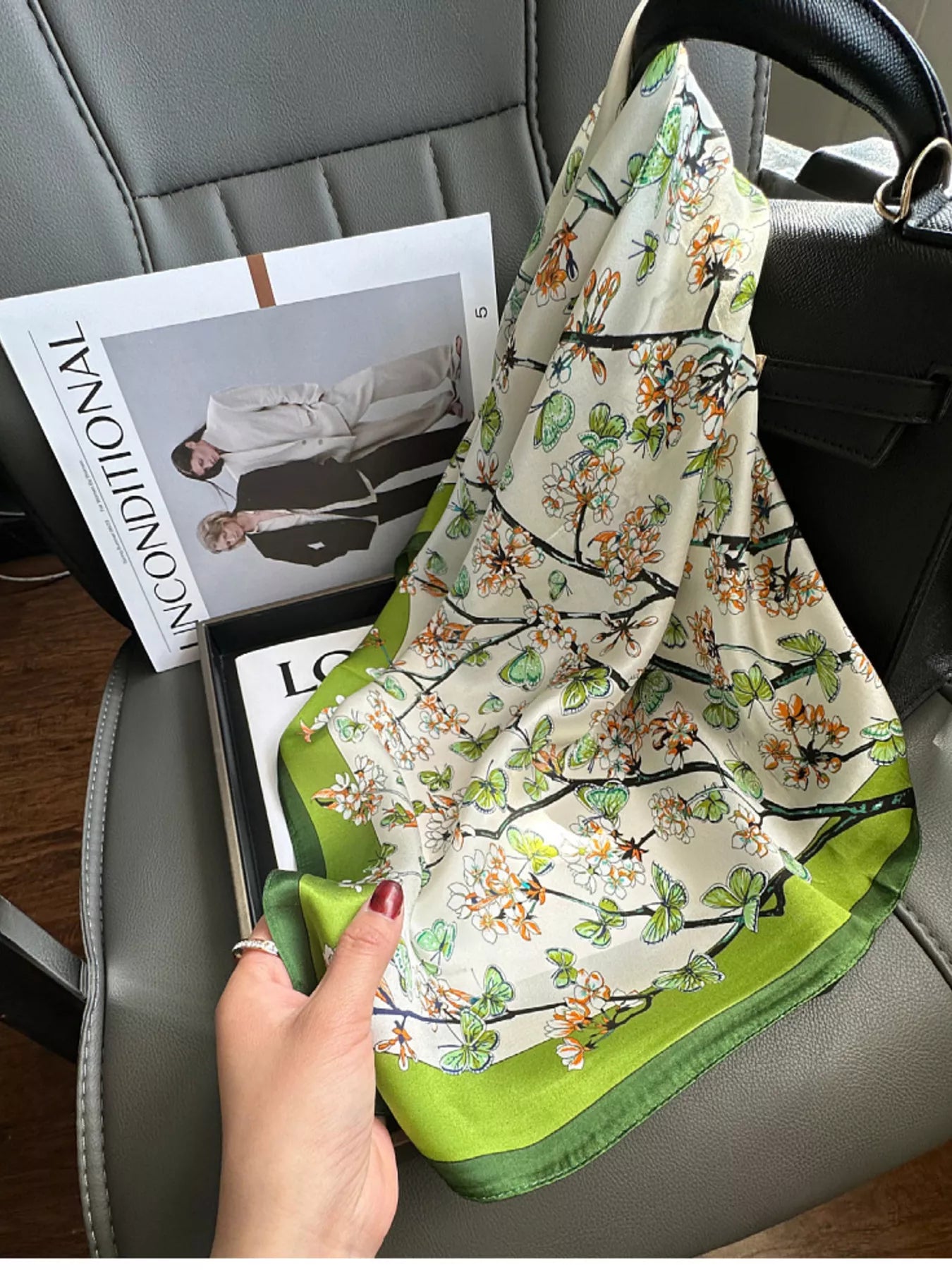 Floral Silk Scarf - Premium simple from Tooksie - Just $36.99! Shop now at Tooksie