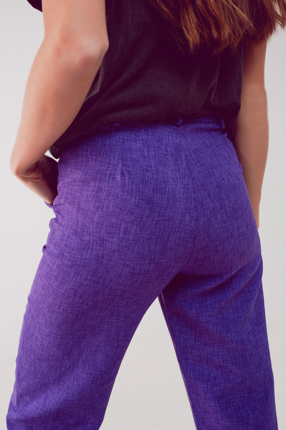 Purple Straight Leg Tailored Trousers - Premium variable from Tooksie - Just $89.90! Shop now at Tooksie