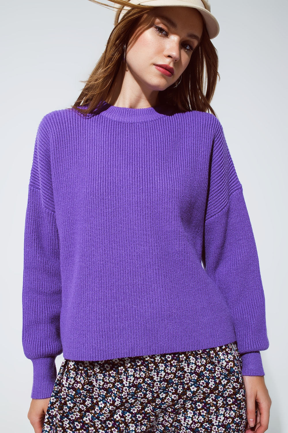 Purple Chunky Knitted Relaxed Sweater - Premium variable from Tooksie - Just $64.90! Shop now at Tooksie