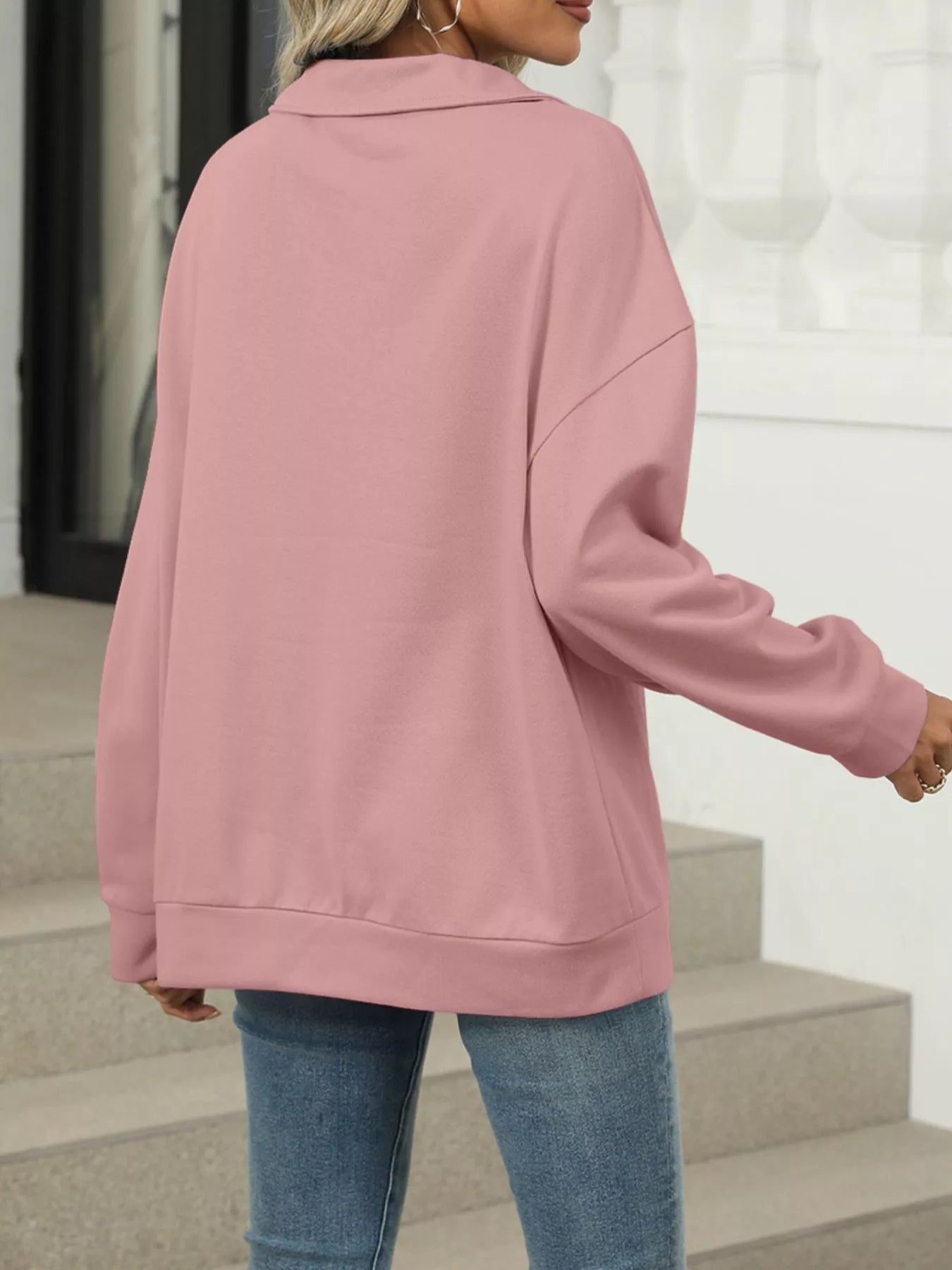 Collared Long Sleeve Sweatshirt - Premium variable from Tooksie - Just $30.99! Shop now at Tooksie