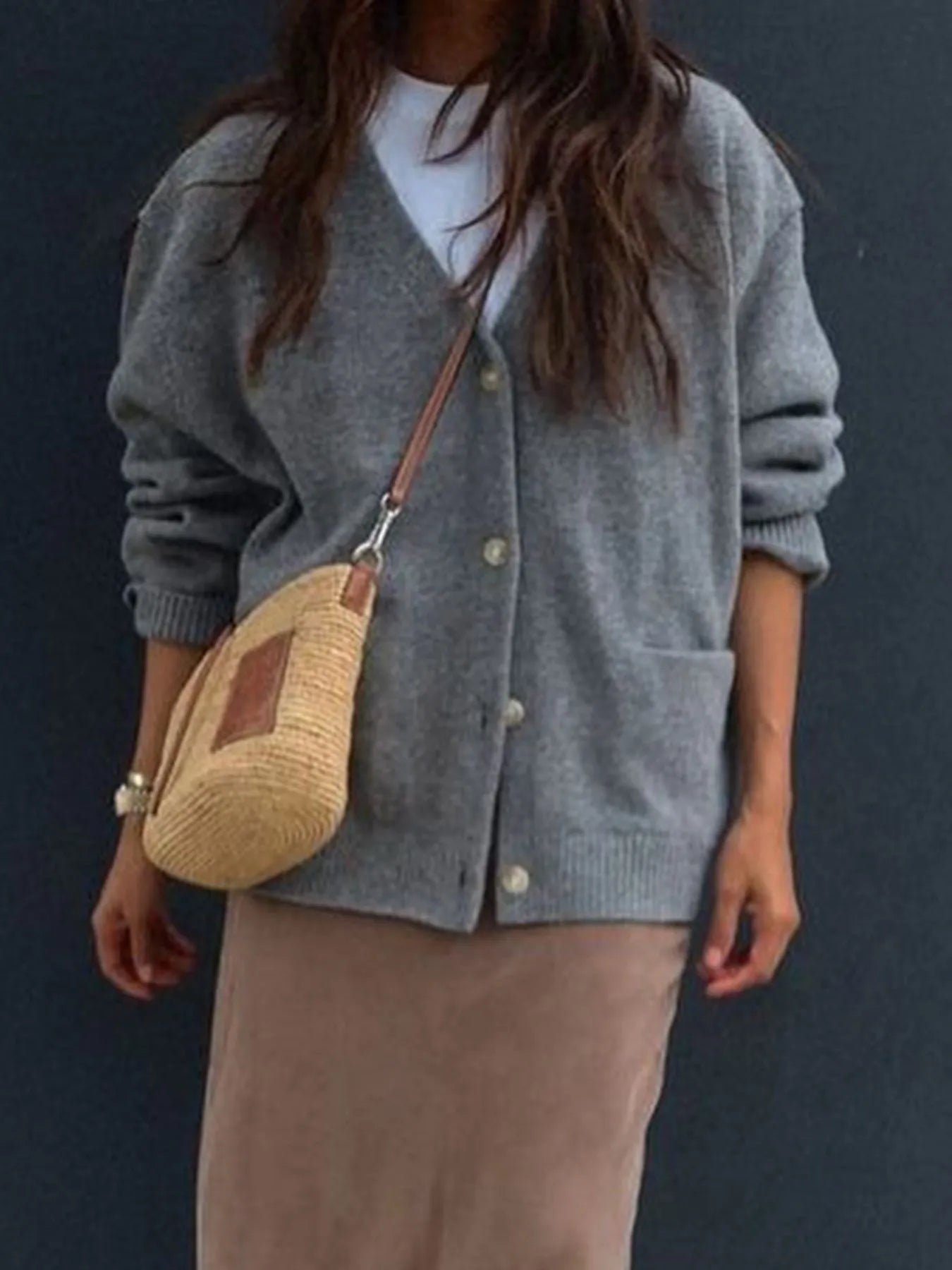 Button-Front Long Sleeve Cardigan - Premium variable from Tooksie - Just $59.99! Shop now at Tooksie