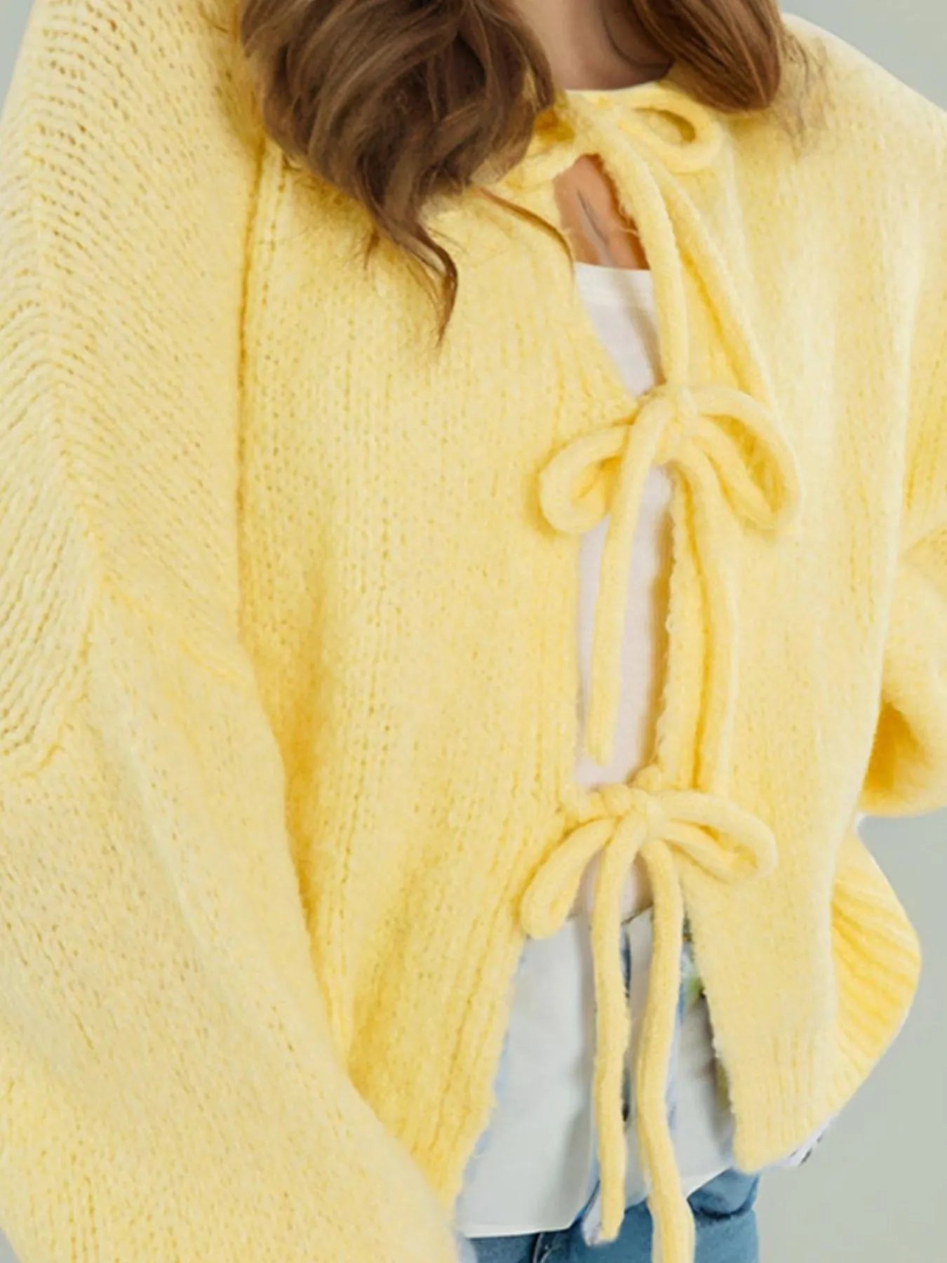 Bow Tie Front Knit Cardigan - Premium variable from Tooksie - Just $42.99! Shop now at Tooksie