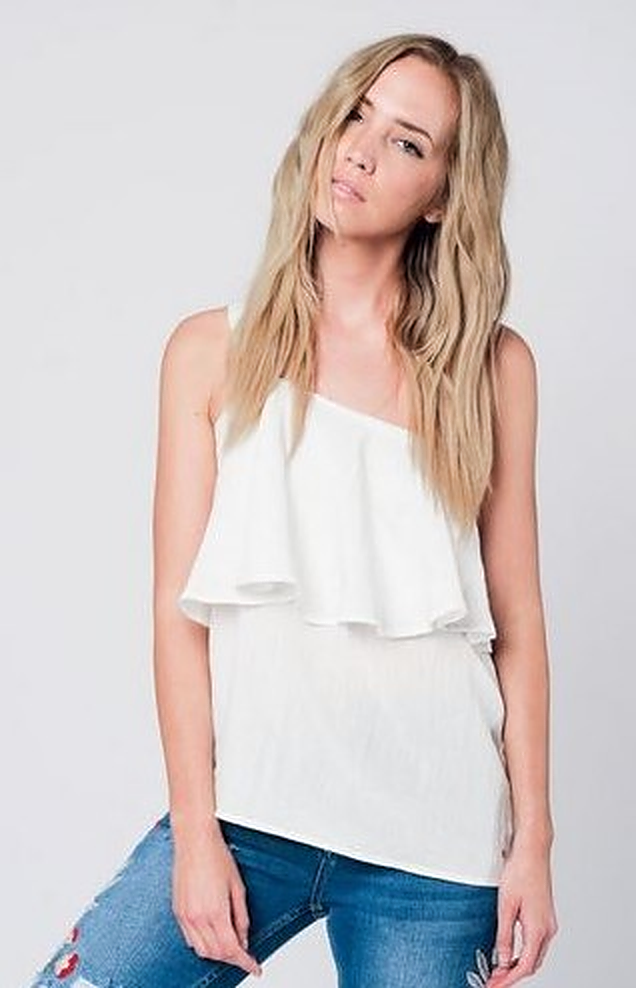 Off White Asymetrical Top - Premium variation from Tooksie - Just $34.99! Shop now at Tooksie