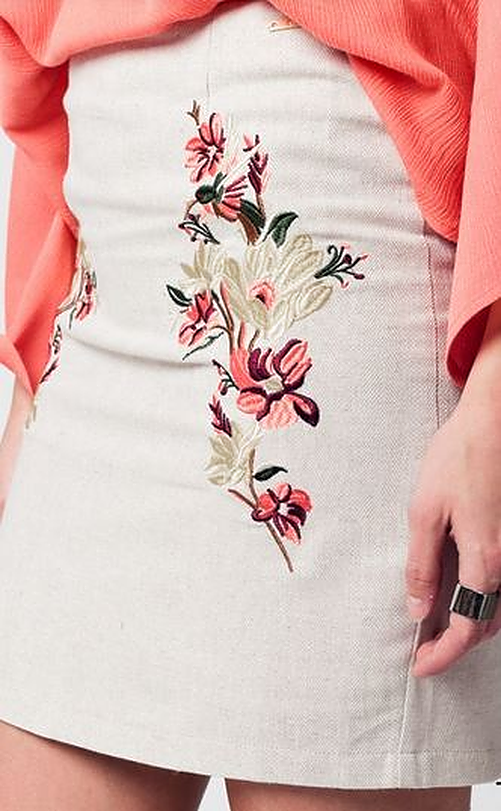 Beige Linen Mini Skirt - Premium variable from Tooksie - Just $35.99! Shop now at Tooksie