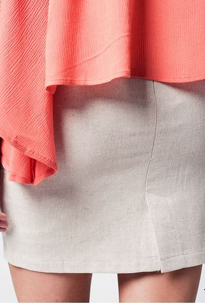 Beige Linen Mini Skirt - Premium variable from Tooksie - Just $35.99! Shop now at Tooksie