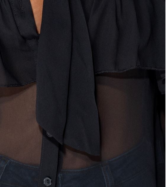 Black Pussy Bow Ruffle Trim Blouse - Premium variable from Tooksie - Just $24.99! Shop now at Tooksie