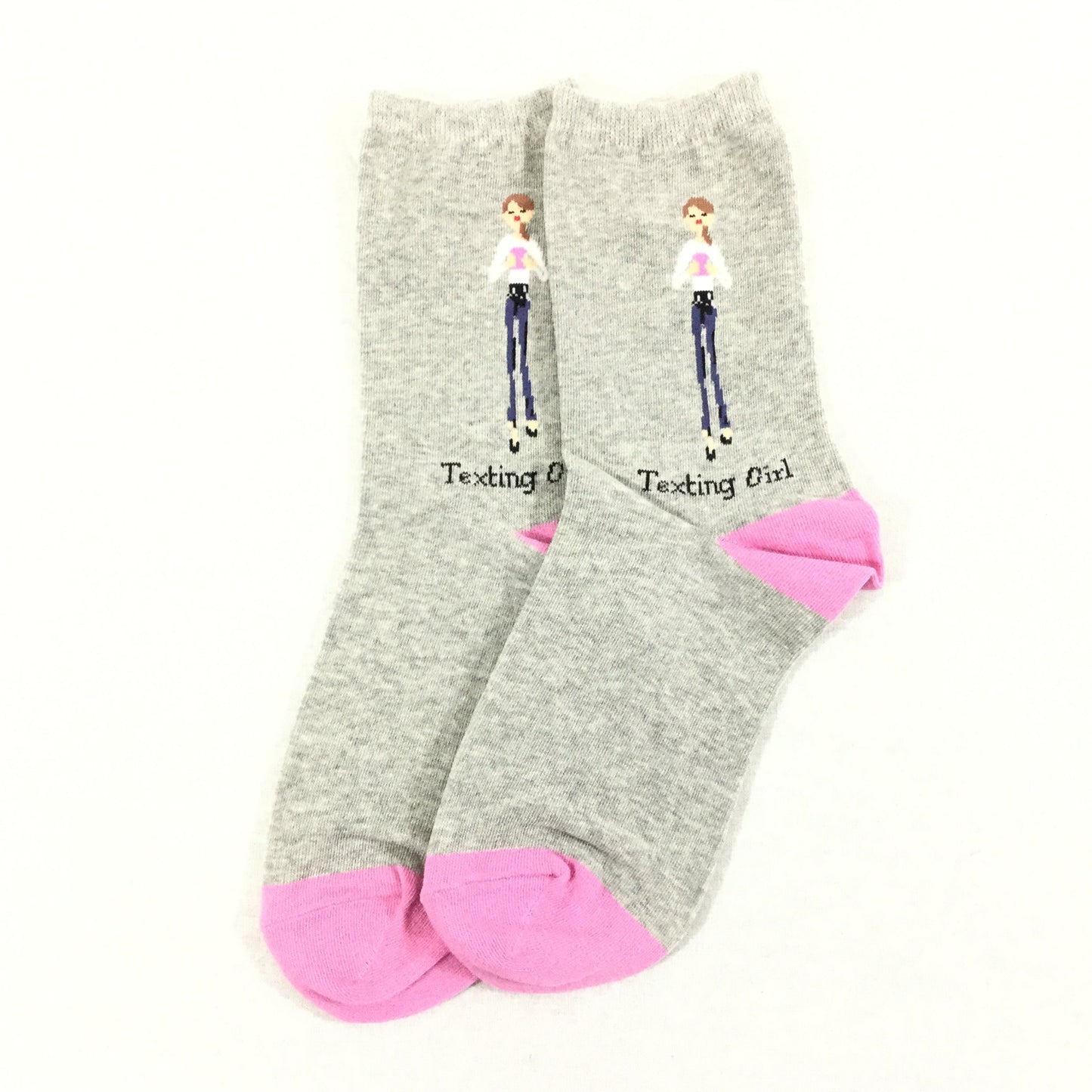 Cool Texting Girl Crew Socks - Premium simple from Tooksie - Just $7.99! Shop now at Tooksie